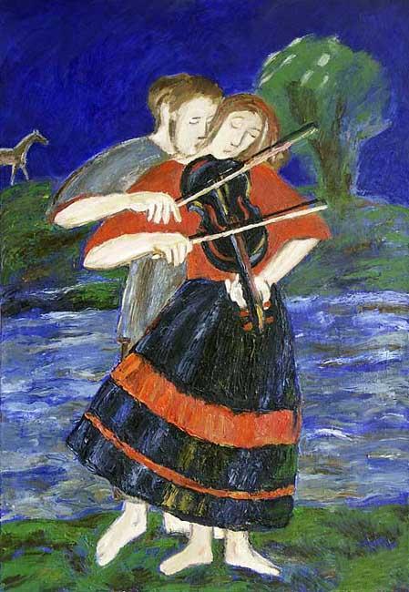Lovers Playing A Violin by Zina Surova, 2005